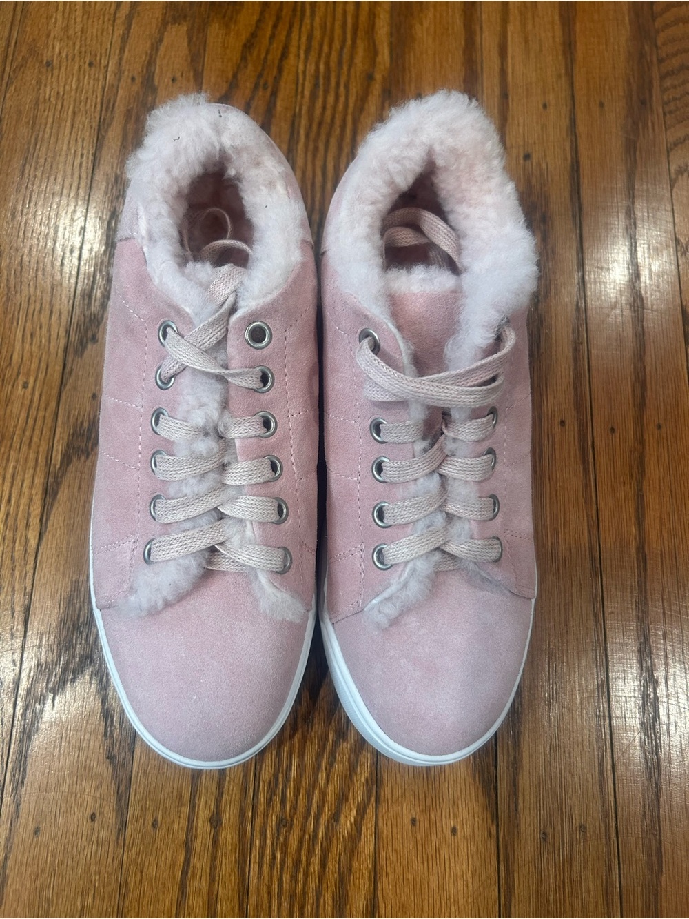 Faux-Suede Pink Fleece-Lined Women's Sneakers